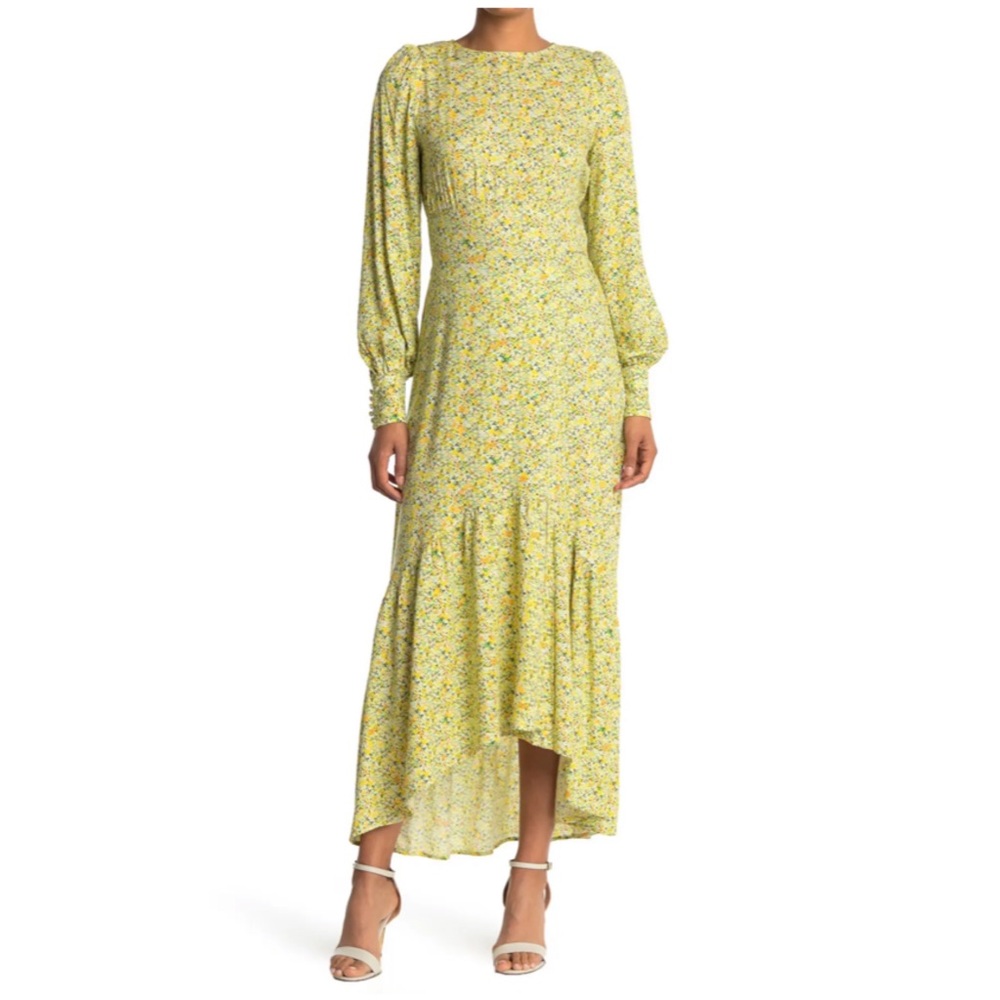 AFRM Gilda Back Cutout Floral Maxi Dress in Yellow Ditsy Size XS